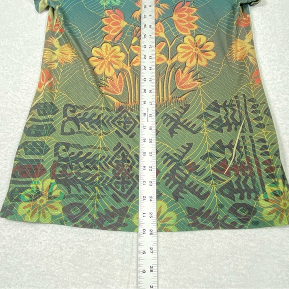 One World Floral Tunic Boho Blouse Women's M Multicolor Studded Neck Casual Top - Picture 13 of 13